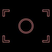 Neon camera focus icon black color in circle red color vector illustration flat style image