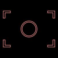 Neon camera focus icon black color in circle red color vector illustration flat style image