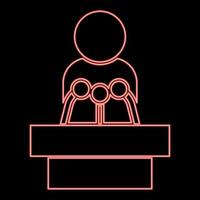 Neon man speaking from the rostrum red color vector illustration flat style image