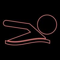 Neon a man swims red color vector illustration flat style image