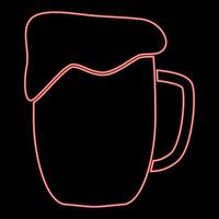 Neon cup beer red color vector illustration flat style image