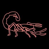 imagen de estilo plano de ilustración de vector de color rojo de escorpión de neón