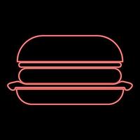 Neon burger red color vector illustration image flat style
