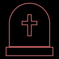Neon tomb stone red color vector illustration image flat style