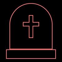 Neon tomb stone red color vector illustration image flat style