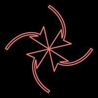 Neon four arrows loop center red color vector illustration image flat style
