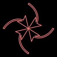 Neon four arrows loop center red color vector illustration image flat style