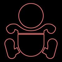 Neon toddler boy with diapers red color vector illustration image flat style