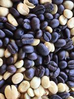 Organic asian coffee bean on wicker basket.