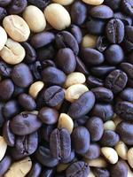 Organic asian coffee bean on wicker basket.
