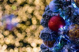 The Xmas ball with bokeh light background photo