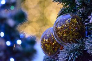 The Xmas ball with bokeh light background photo