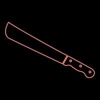 Neon machete or big knife red color vector illustration flat style image