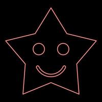 imagen de estilo plano de ilustración de vector de color rojo estrella sonriente de neón