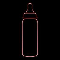 Neon baby bottle symbol red color vector illustration flat style image