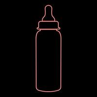 Neon baby bottle symbol red color vector illustration flat style image