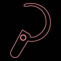 Neon headset icon black color in circle red color vector illustration flat style image