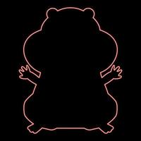 Neon hamster silhouette red color vector illustration flat style image