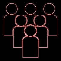 Neon working together team concept red color vector illustration flat style image
