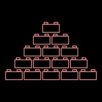 Neon building block red color vector illustration flat style image