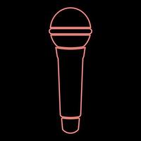 Neon microphone red color vector illustration flat style image