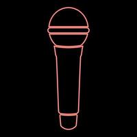 Neon microphone red color vector illustration flat style image