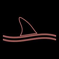 aleta de neón de tiburón color rojo ilustración vectorial imagen de estilo plano
