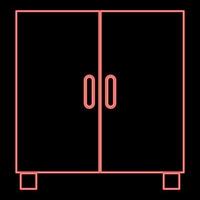Neon cupboard or cabinet red color vector illustration image flat style