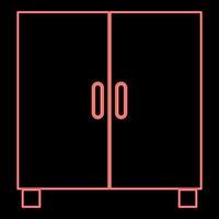 Neon cupboard or cabinet red color vector illustration image flat style