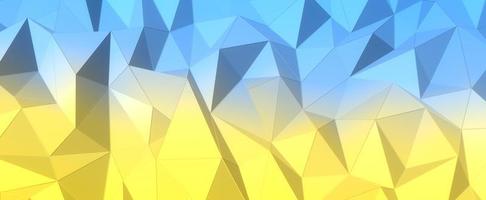 Polygonal blue yellow background. Abstract colors of ukrainian flag. Geometric hills with 3d render mesh. Triangular digital textures stacked in creative formations with futuristic interior