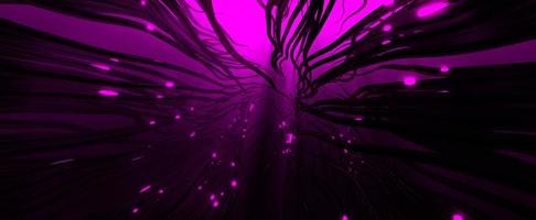 Futuristic wires with purple discharges. Sinister roots from depths charged 3d render with powerful neon energy. Tentacles of an ancient monster rising to surface photo