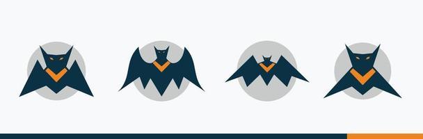 murciélagos simples establecer icono de logotipo en círculo gris vector