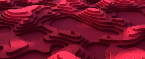 Desert red canyons abstract landscape. Semicircular paper cut sandstone formations with 3d render gradient illuminated by hot sun. Stone natural monuments in arizona and colorado photo