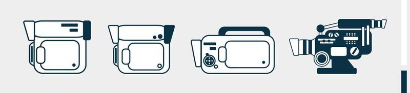 handy camera and pro camera icon. Photo and video equipment set line icons. Photography concept icon set isolated on white