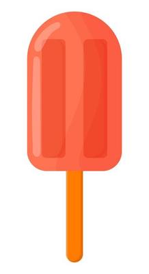 Delicious colored ice cream on a stick with pieces of fruit. A juicy summer element for the design.