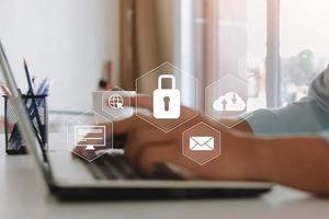 Concept of cyber security, information security and encryption, secure access to user's personal information, secure Internet access, cybersecurity. photo