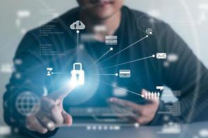 Internet network security privacy protection concept. information security and encryption, secure access to user's personal information, secure Internet access, cybersecurity. photo