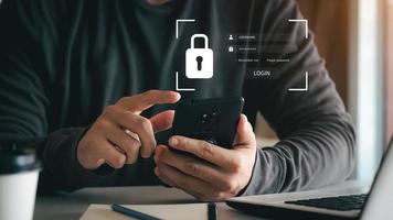 concepto de ciberseguridad, seguridad de la información y encriptación, acceso seguro a la información personal del usuario, acceso seguro a Internet, ciberseguridad. foto
