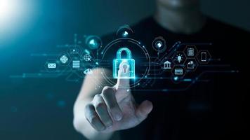 Concept of cyber security, information security and encryption, secure access to user's personal information, secure Internet access, cybersecurity. photo