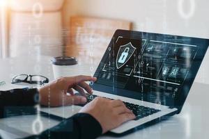 Concept of cyber security, information security and encryption, secure access to user's personal information, secure Internet access, cybersecurity. photo