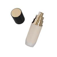 Bottles of makeup foundation flying in the air on White background 3D realistic transparent bottle 3d illustration photo