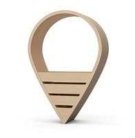 Map pointer 3d pin Location Wooden symbol on isolated Background 3d illustration photo