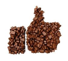 Like Symbol made of chocolate Chunks Chocolate Pieces Social media icon 3d illustration
