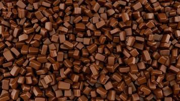 trozos de chocolate, muchos trozos de chocolate fondo de chocolate ilustración 3d foto