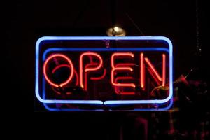 Open neon light sign photo