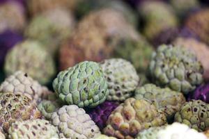 Stack of Sugar apples on a market stall photo