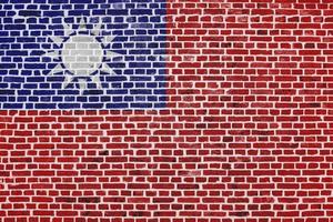 Flag of Taiwan painted on a brick wall photo