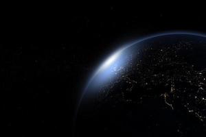 Abstract Earth in space galaxy. 3d rendering Elements of this image furnished by NASA photo