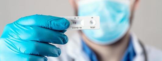 Negative test result by using rapid test device for COVID-19. photo