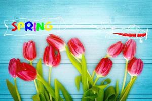 Beautiful tulips. Spring nature background for web banner and card design. photo